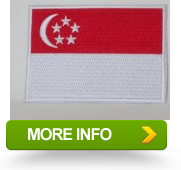 Essential Singapore Flag Patch , 2.5 x 3.5 Iron On Embroidered Patch